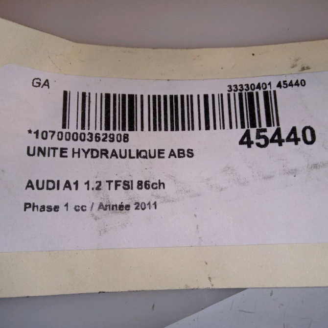 Unité hydraulique ABS occasion AUDI A1 Phase 1 06-2010->03-2015 1.2 TFSI 86ch 6R0614517AMBEF 7