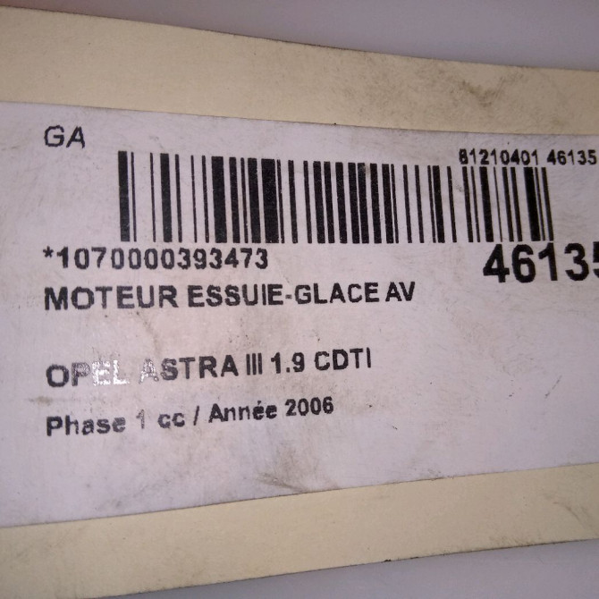 Moteur essuie-glace avant occasion OPEL ASTRA III ASTRA III Phase 1 2004-04-01->2006-12-31 1.9 CDTI 120ch 93179149 5