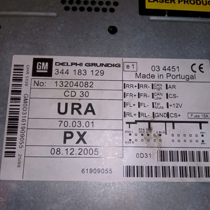 Autoradio occasion OPEL ASTRA III ASTRA III Phase 1 2004-04-01->2006-12-31 1.9 CDTI 120ch 93183893 5