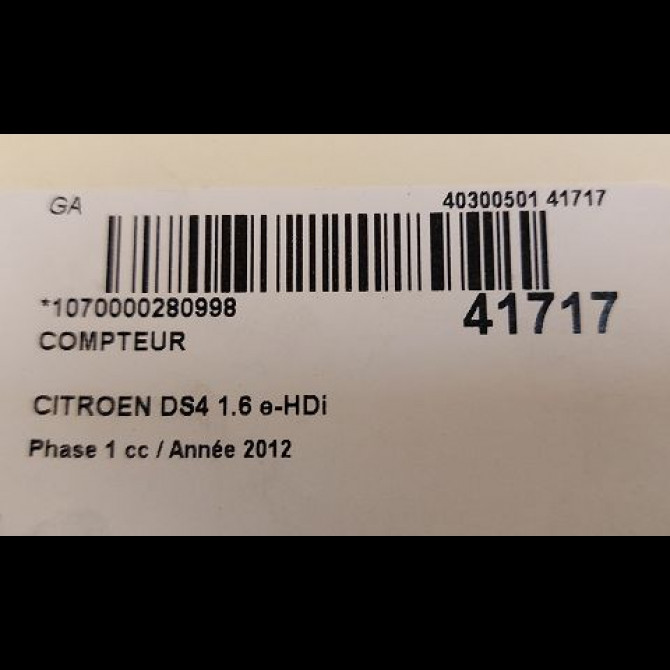 Compteur occasion CITROEN DS4 Phase 1 01-2011->03-2016 1.6 e-HDi 110ch 9812834180 3