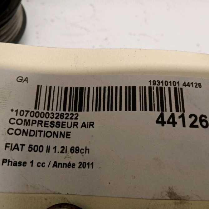 Compresseur air conditionne occasion FIAT 500 II 500 II Phase 1 2007-07-01->2016-03-31 1.2i 69ch 71785268 4