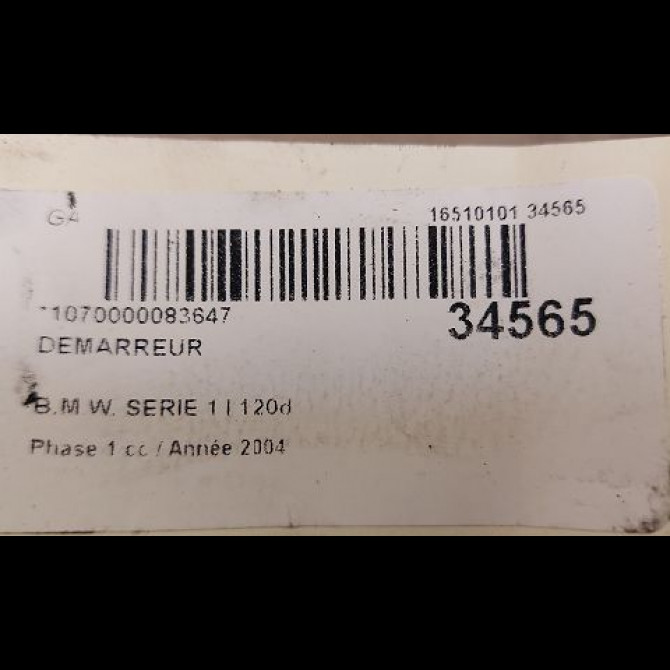 Démarreur occasion B.M.W. SERIE 1 I Phase 1 05-2004->12-2006 120d 4