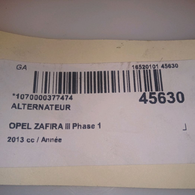 Alternateur occasion OPEL ZAFIRA III Phase 1 11-2011->... 95524826 7