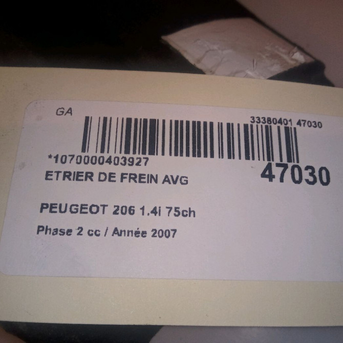 Etrier de frein avant gauche occasion PEUGEOT 206 Phase 2 02-2003->02-2009 1.4i 75ch 4400N8 5