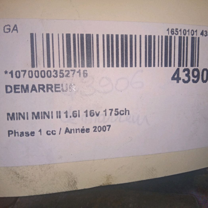 Démarreur occasion MINI MINI II Phase 1 09-2006->12-2010 1.6i 16v 175ch COOPER S 12417552105 6