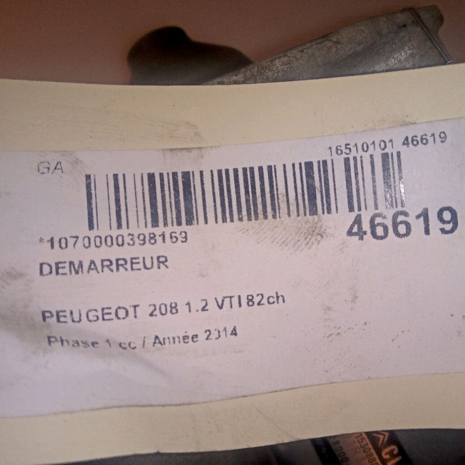 Démarreur occasion PEUGEOT 208 208 Phase 1 2012-03-01->2015-09-30 1.2 VTI 82ch 7
