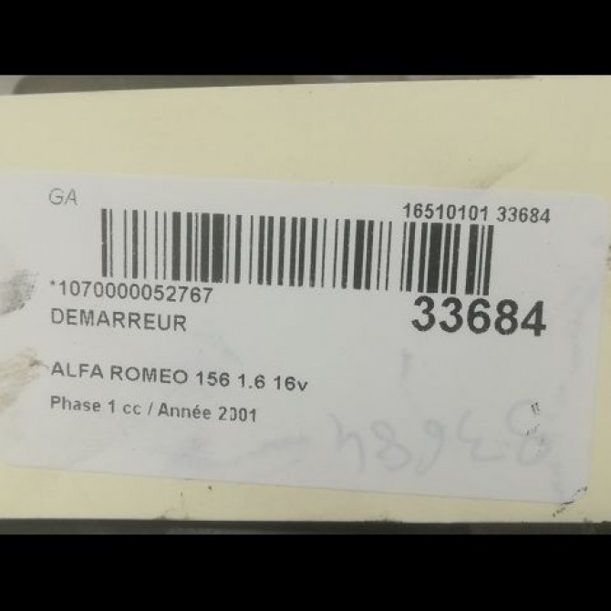 Démarreur occasion ALFA ROMEO 156 Phase 1 10-1997->12-2001 1.6 16v 120ch 71722319 5