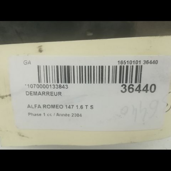 Démarreur occasion ALFA ROMEO 147 Phase 1 09-2000->09-2004 1.6 T S 120ch 71722319 5