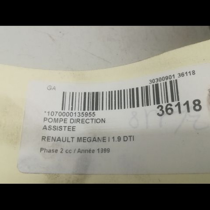 Pompe direction assistee occasion RENAULT MEGANE I Phase 2 03-1999->06-2003 1.9 DTI 7700417308 3