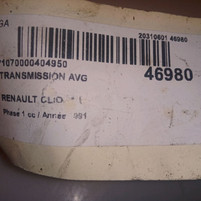 Transmission avant gauche occasion RENAULT CLIO I Phase 1 06-1990->03-1994 1.1 7701349938 3
