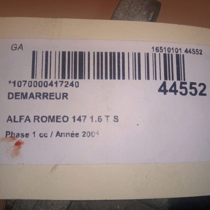 Démarreur occasion ALFA ROMEO 147 Phase 1 09-2000->09-2004 1.6 T S 120ch 71722319 7