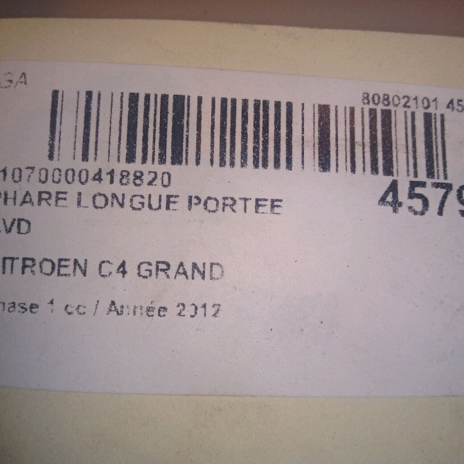 Phare longue portee avant droit occasion CITROEN C4 GRAND PICASSO I Phase 1 10-2006->09-2013 1.6 HDI 110ch 5