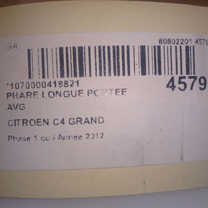 Phare longue portee avant gauche occasion CITROEN C4 GRAND PICASSO I Phase 1 10-2006->09-2013 1.6 HDI 110ch 5