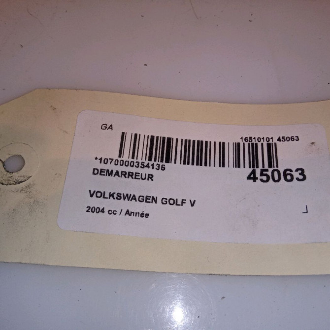 Démarreur occasion VOLKSWAGEN GOLF V Phase 1 11-2003->10-2008 2.0 TDI 140ch 7