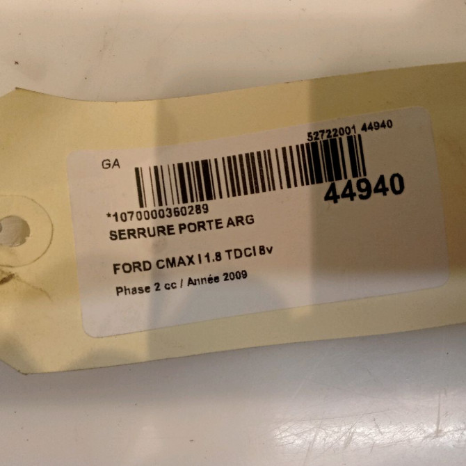 Serrure porte arg occasion FORD CMAX I Phase 2 03-2007->09-2010 1.8 TDCI 8v 115ch 1633148 6