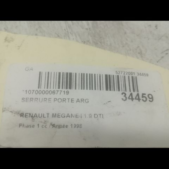 Serrure porte arg occasion RENAULT MEGANE I Phase 1 11-1995->03-1999 1.9 DTI 7701469182 3