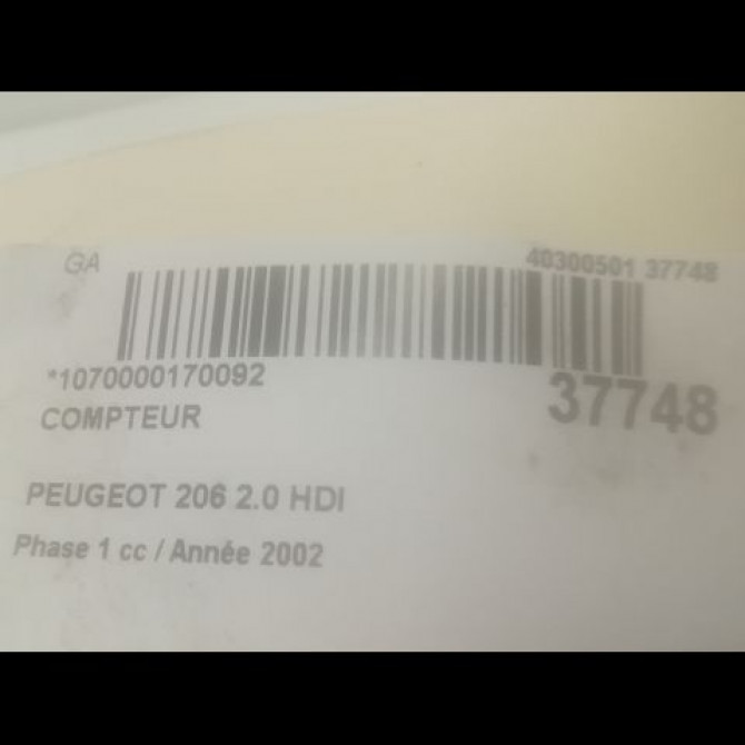 Compteur occasion PEUGEOT 206 Phase 1 09-1998->03-2009 2.0 HDI 6104HT 3