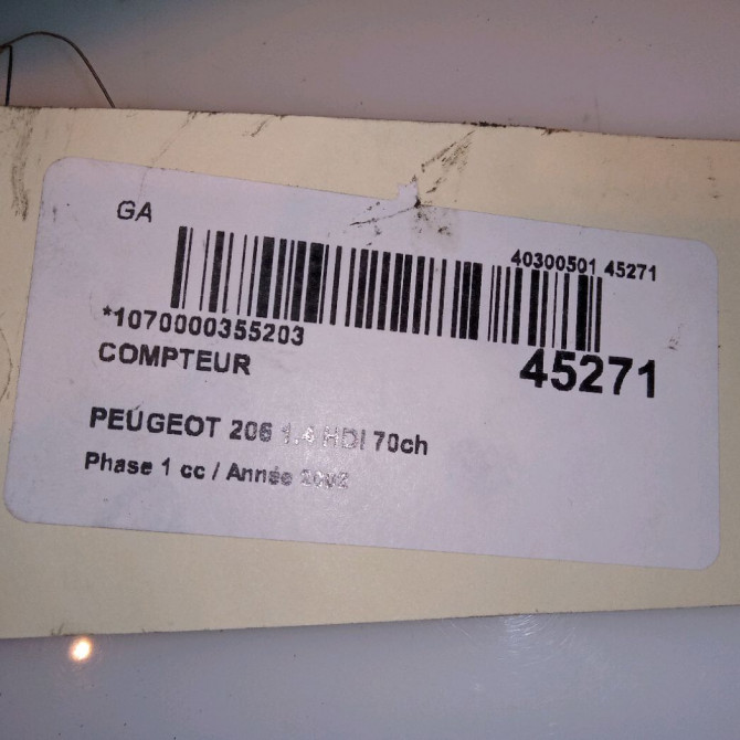 Compteur occasion PEUGEOT 206 Phase 1 09-1998->03-2009 1.4 HDI 70ch 6106LJ 4