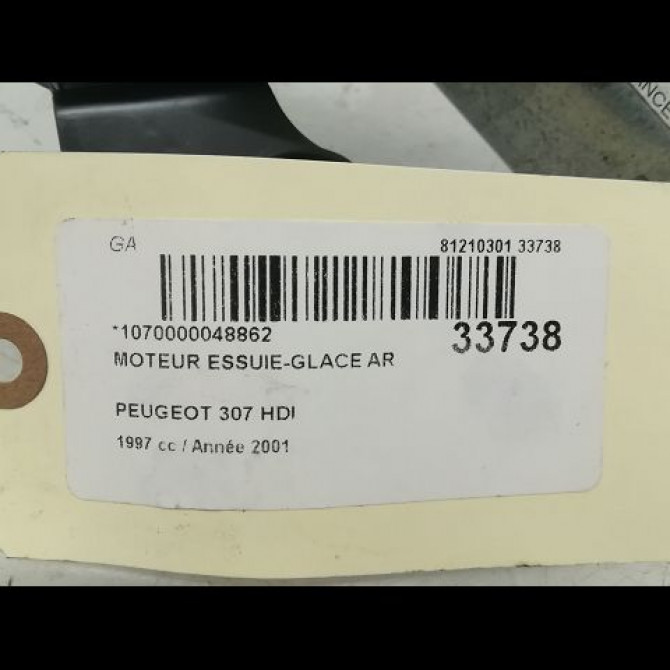 Moteur essuie-glace arrière occasion PEUGEOT 307 Phase 1 04-2001->06-2005 2.0 HDI 110ch 6405J9 4