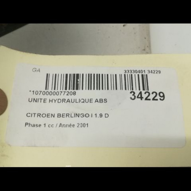 Unité hydraulique ABS occasion CITROEN BERLINGO I Phase 1 09-1996->11-2002 2.0 HDi 454151 4