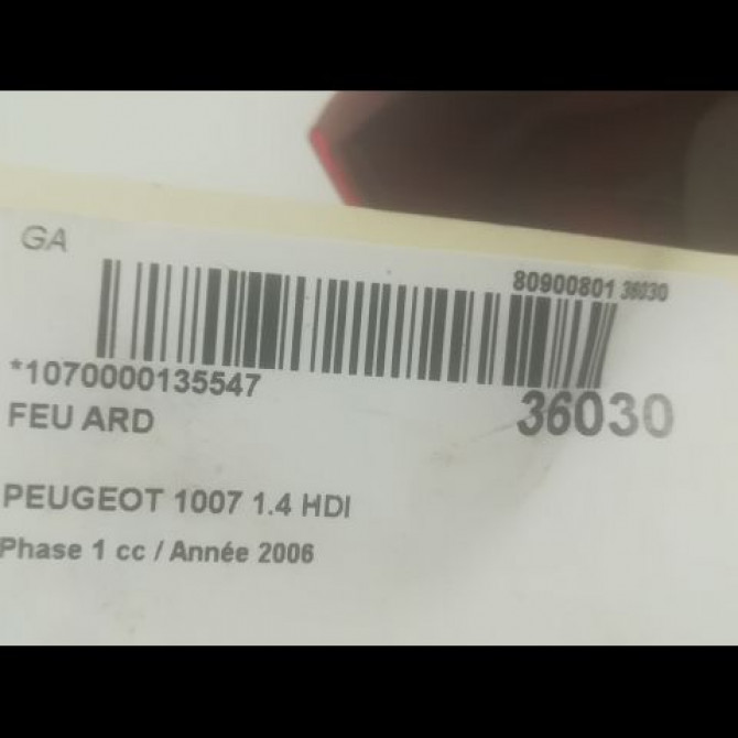 Feu arrière droit occasion PEUGEOT 1007 Phase 1 04-2005->12-2010 1.4 HDI 6351V5 3