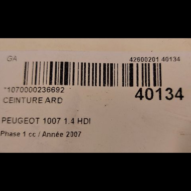 Ceinture arrière droite occasion PEUGEOT 1007 Phase 1 04-2005->12-2010 1.4 HDI 8974W2 4