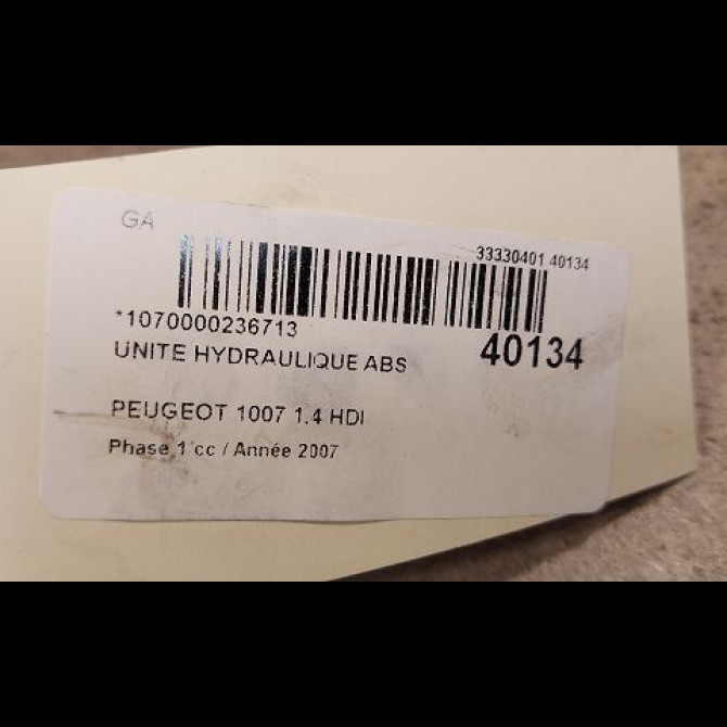 Unité hydraulique ABS occasion PEUGEOT 1007 Phase 1 04-2005->12-2010 1.4 HDI 4541T5 4