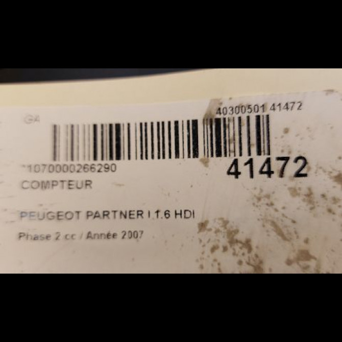 Compteur occasion PEUGEOT PARTNER I Phase 2 11-2002->05-2008 1.6 HDI 16v 90ch 6105V5 3