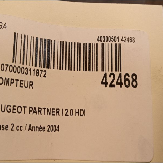 Compteur occasion PEUGEOT PARTNER I Phase 2 11-2002->05-2008 2.0 HDI 6105V5 3