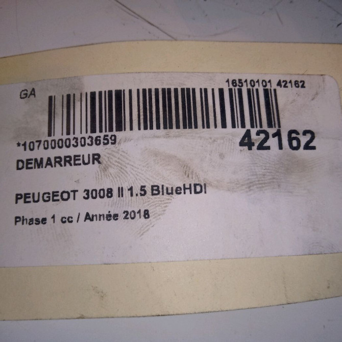 Démarreur occasion PEUGEOT 3008 II Phase 1 04-1995->04-1999 1.5 BlueHDI 130ch 9825233080 5