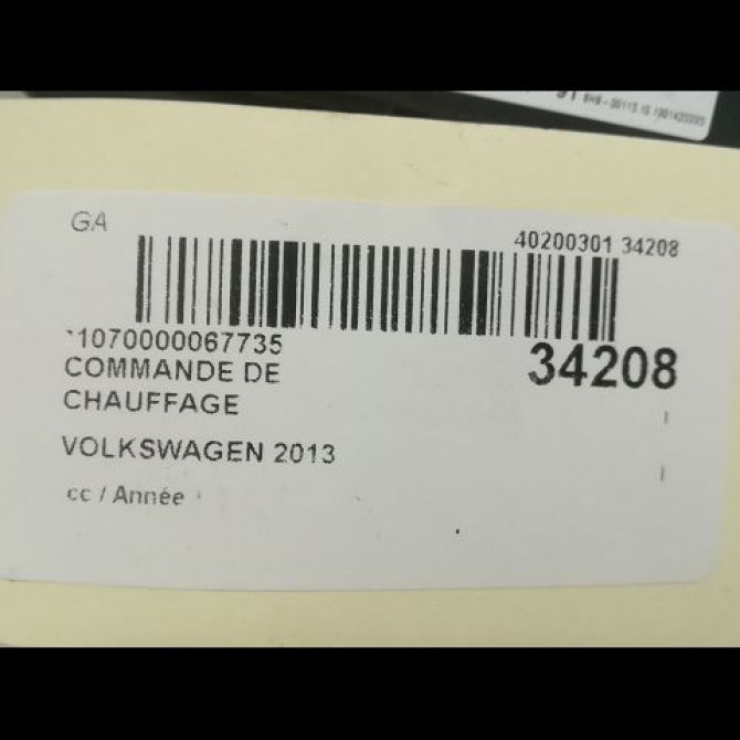 Commande de chauffage occasion VOLKSWAGEN PASSAT VI Phase 1 10-2010->... 2.0 TDI 140ch 5