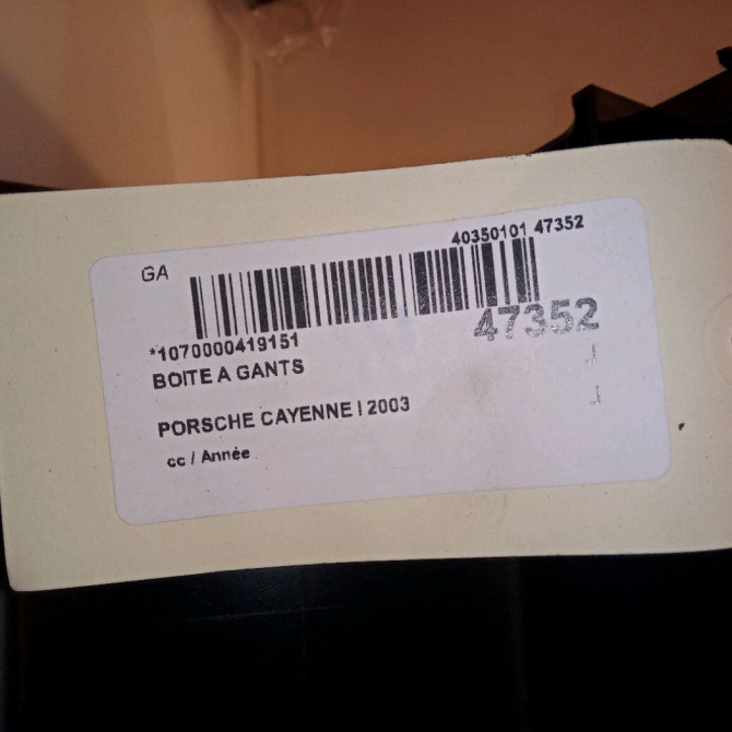 Boite à gants occasion PORSCHE CAYENNE I 5