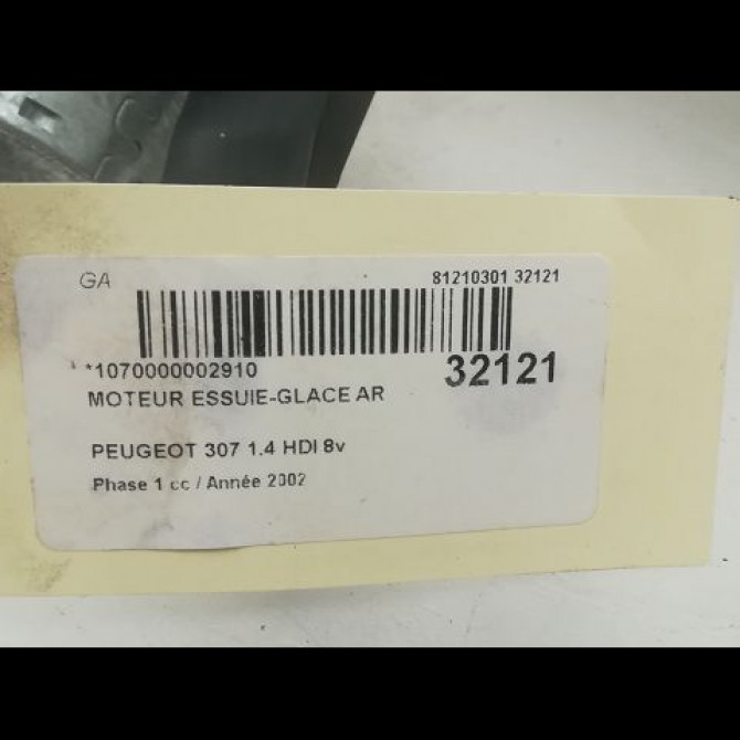 Moteur essuie-glace arrière occasion PEUGEOT 307 Phase 1 04-2001->06-2005 1.4 HDI 8v 70ch 6405J9 3