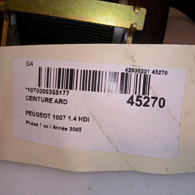 Ceinture arrière droite occasion PEUGEOT 1007 Phase 1 04-2005->12-2010 1.4 HDI 8974W2 5