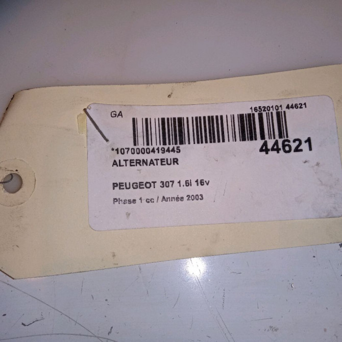 Alternateur occasion PEUGEOT 307 Phase 1 04-2001->06-2005 1.6i 16v 6