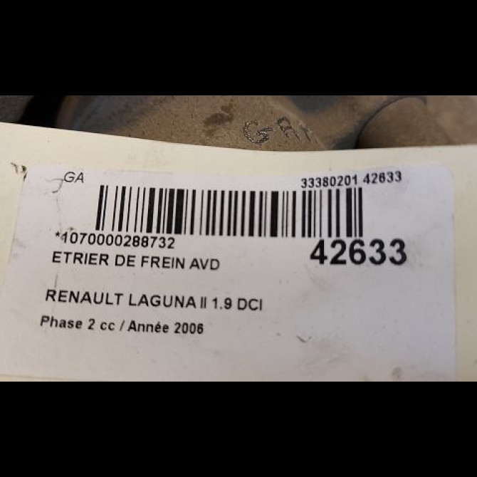 Etrier de frein avant droit occasion RENAULT LAGUNA II Phase 2 03-2005->09-2007 1.9 DCI 125ch 7701049104 3
