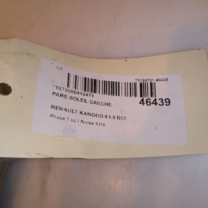 Pare-soleil gauche occasion RENAULT KANGOO II Phase 1 01-2008->03-2013 1.5 DCI 70ch 8200924099 4