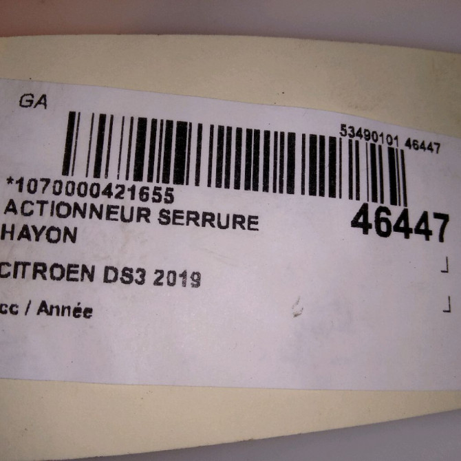 Actionneur serrure hayon occasion CITROEN DS3 5