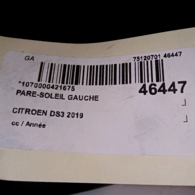 Pare-soleil gauche occasion CITROEN DS3 98265222ZD 6