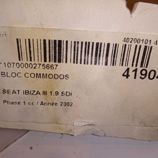 Bloc commodos occasion SEAT IBIZA III Phase 1 03-2002->03-2006 1.9 SDI 6