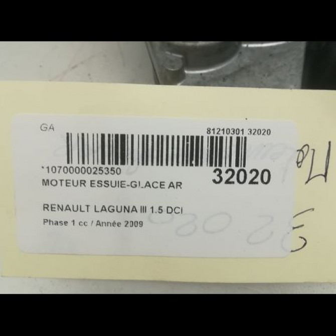 Moteur essuie-glace arrière occasion RENAULT LAGUNA III Phase 1 10-2007->10-2010 1.5 DCI 287100006R 4