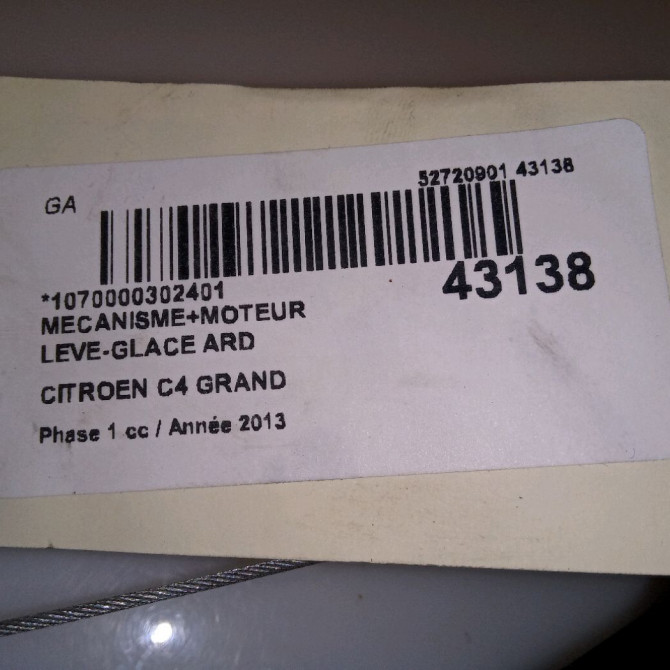 Mecanisme+moteur leve-glace ard occasion CITROEN C4 GRAND PICASSO II Phase 1 04-2013->... 1.6 e-HDi 115ch 9826076480 4