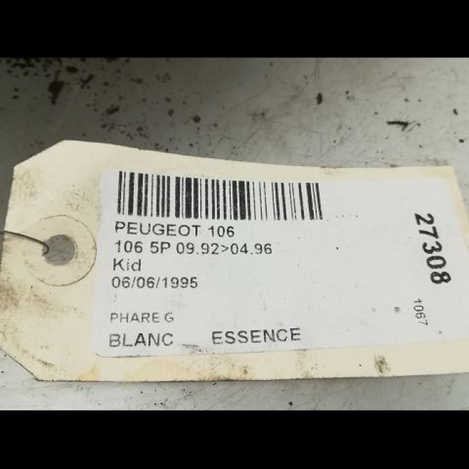 Phare gauche occasion PEUGEOT 106 Phase 1 09-1991->04-1996 1.0 6204C7 3