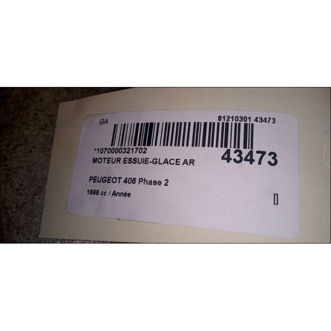 Moteur essuie-glace arrière occasion PEUGEOT 406 Phase 2 BREAK 04-1999->04-2004 6405G3 4