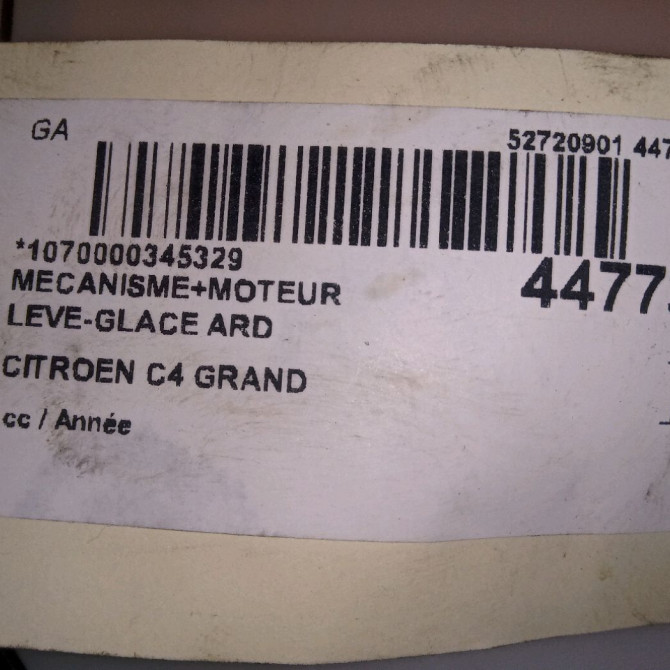 Mecanisme+moteur leve-glace ard occasion CITROEN C4 GRAND PICASSO II 9826076480 5