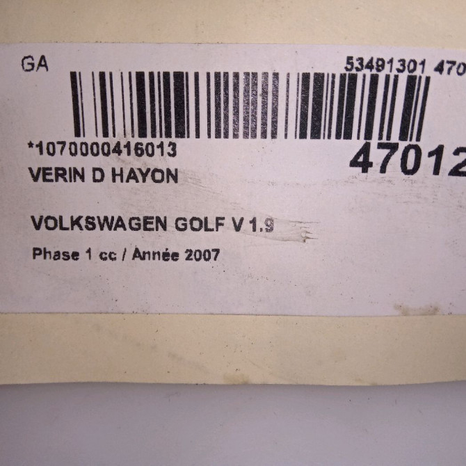 Verin droit hayon occasion VOLKSWAGEN GOLF V Phase 1 11-2003->10-2008 1.9 TDI 105ch 1K9827550B 3