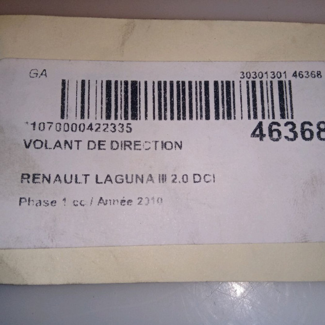 Volant de direction occasion RENAULT LAGUNA III Phase 1 10-2007->10-2010 2.0 DCI 130ch 484300001R 5