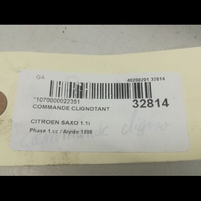 Commande clignotant occasion CITROEN SAXO Phase 1 03-1996->09-1999 1.1i 625369 3