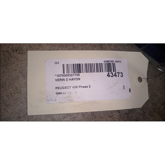 Verin droit hayon occasion PEUGEOT 406 Phase 2 BREAK 04-1999->04-2004 2