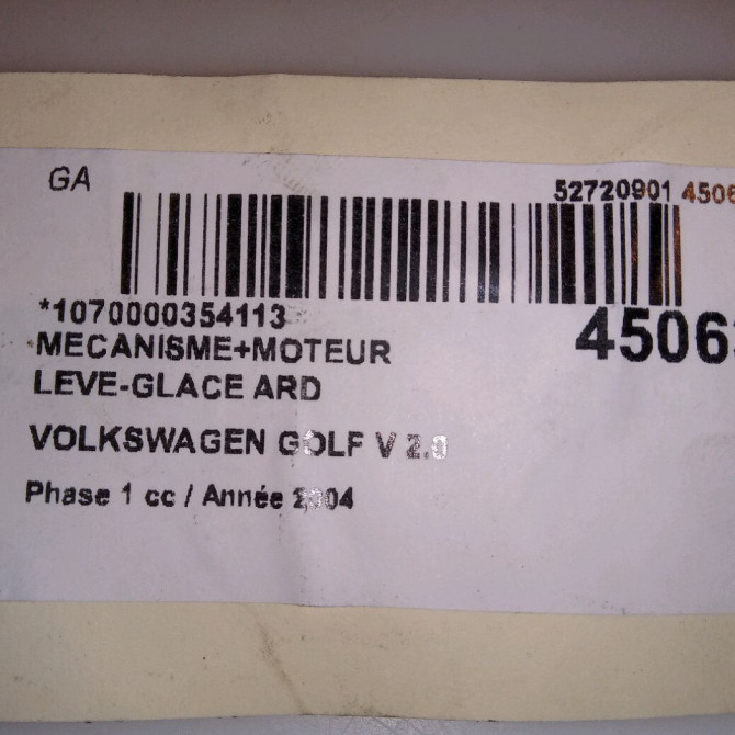 Mecanisme+moteur leve-glace ard occasion VOLKSWAGEN GOLF V Phase 1 11-2003->10-2008 2.0 TDI 140ch 5